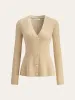 V-Neck Button Ribbed Cardigan sold by COMMENSE