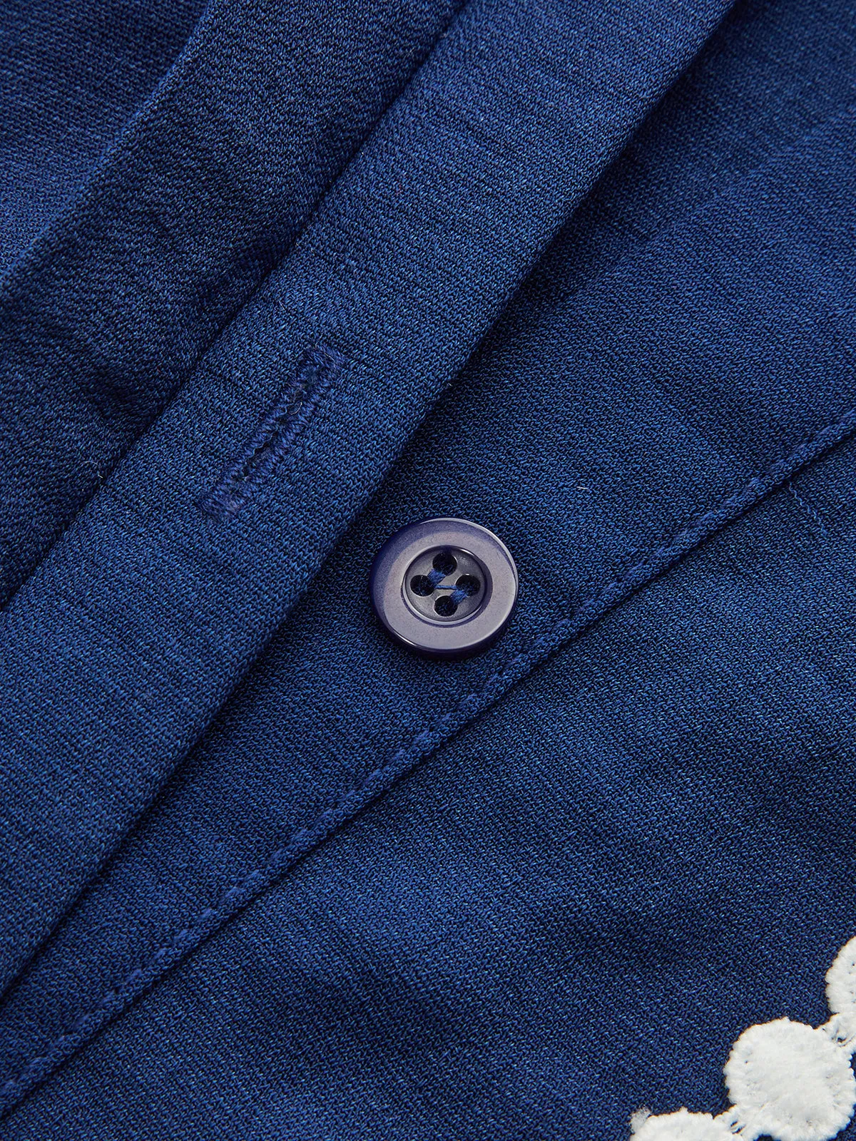 Contrast Lace-Trimmed Belted Shirt Dress sold by COMMENSE product image thumbnail 4