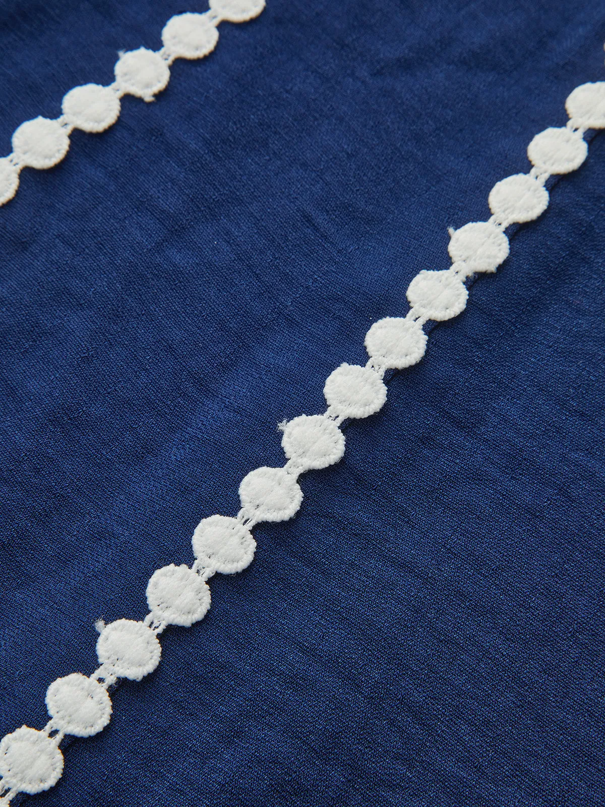 Contrast Lace-Trimmed Belted Shirt Dress sold by COMMENSE product image thumbnail 5