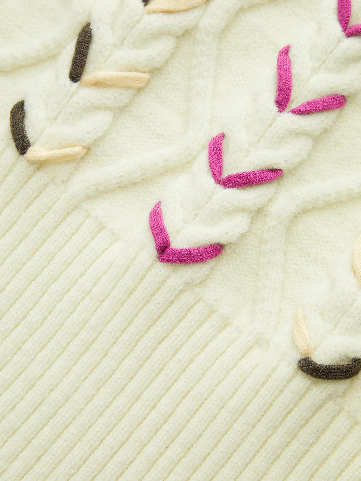 Cable Knit Contrast Stitched Sweater Vest sold by COMMENSE product image thumbnail 4