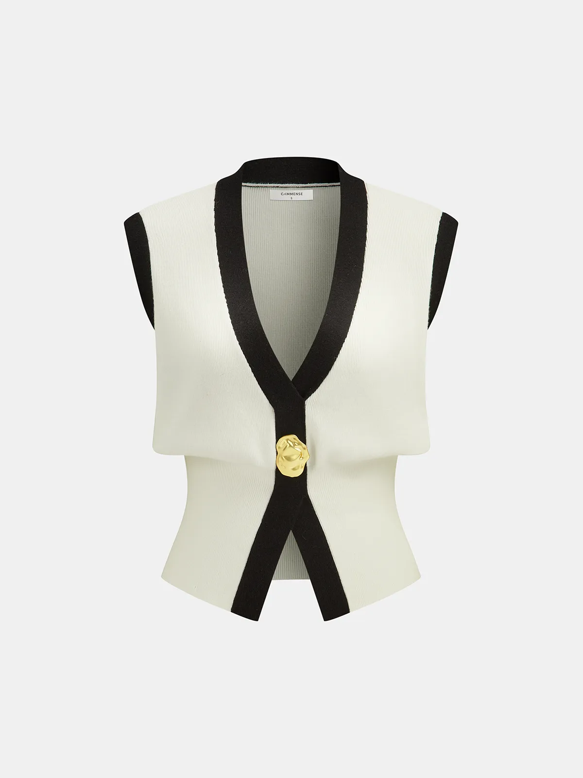 Contrast Trim Knit Vest and Midi Skirt Set sold by COMMENSE product image thumbnail 2