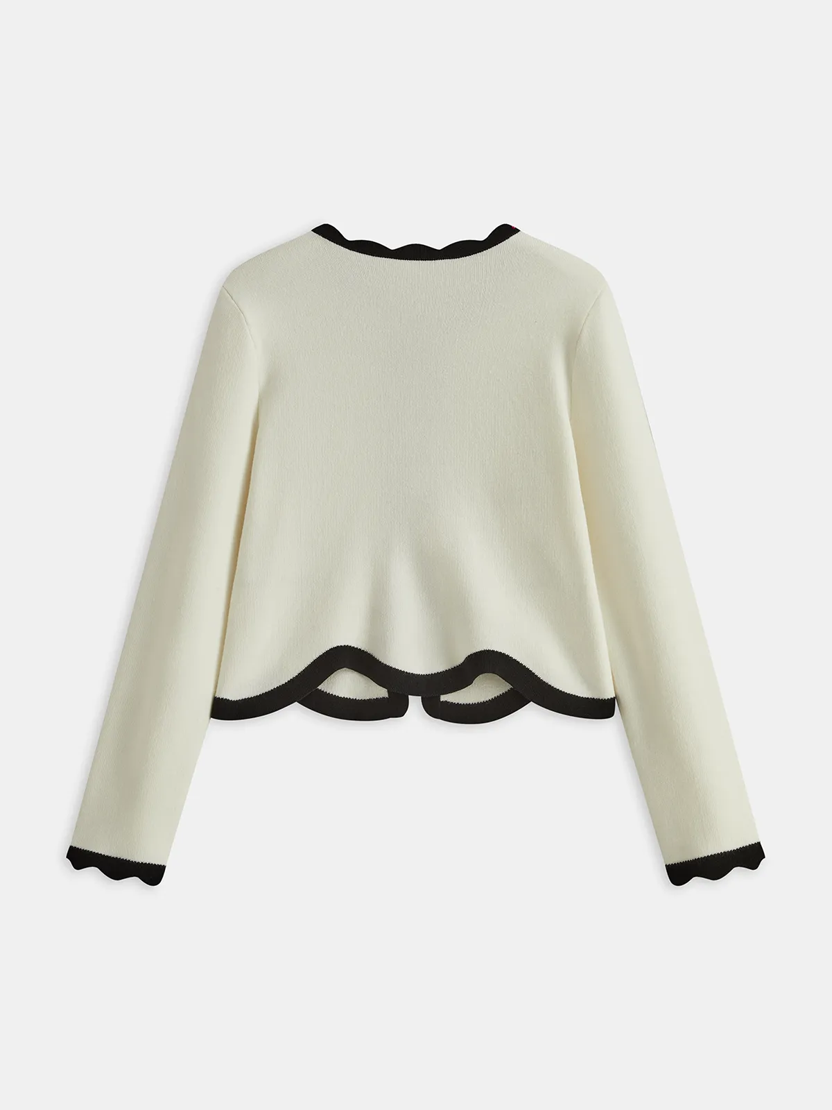 Contrast Scallop Trim Knit Cardigan sold by COMMENSE product image thumbnail 2