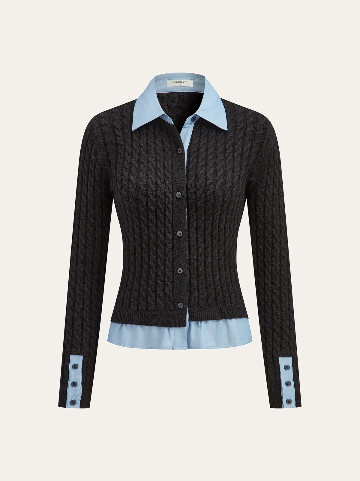 2 in1 Paneled Cable-Knit Cardigan sold by COMMENSE