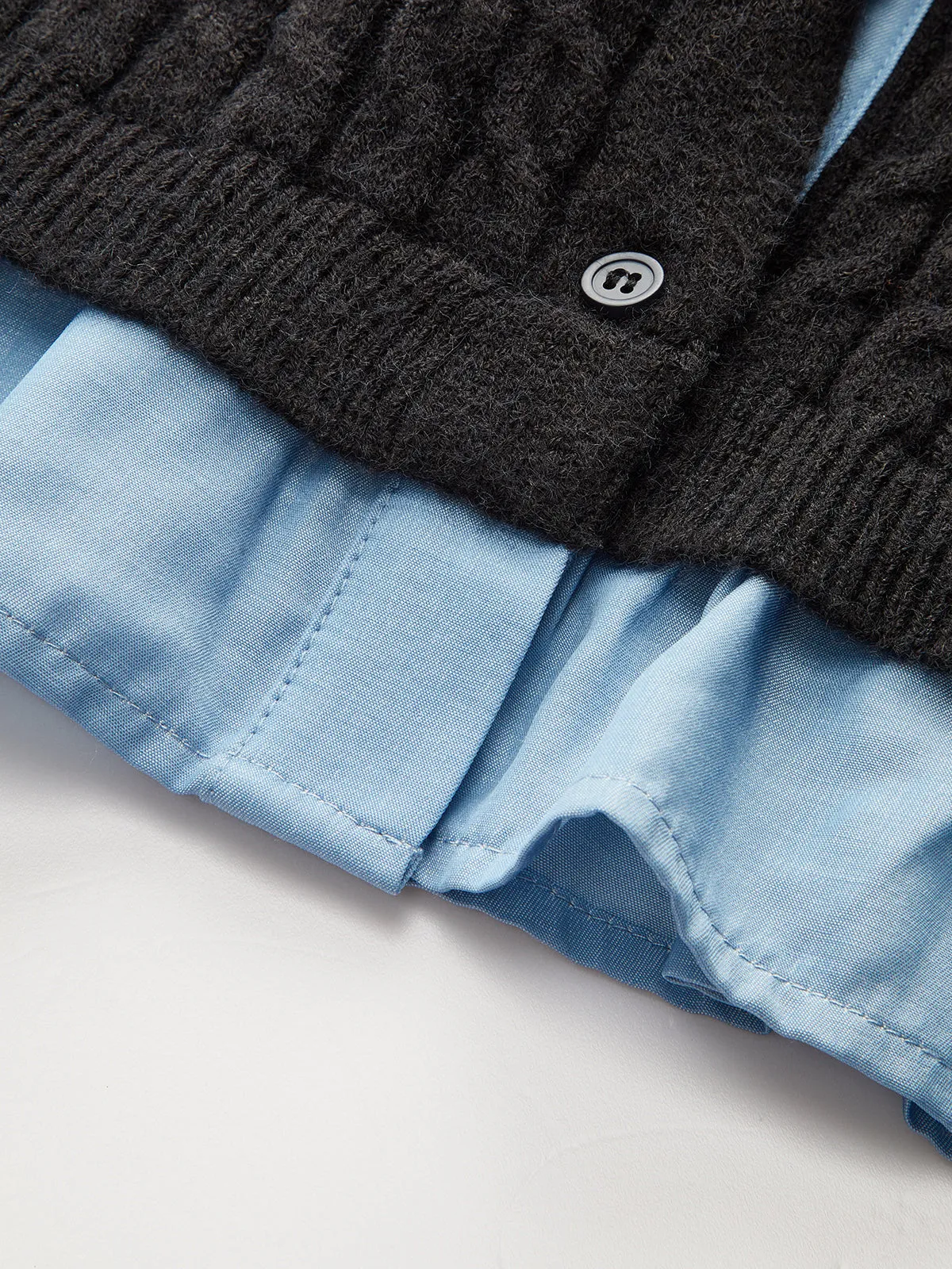 2 in1 Paneled Cable-Knit Cardigan sold by COMMENSE product image thumbnail 5