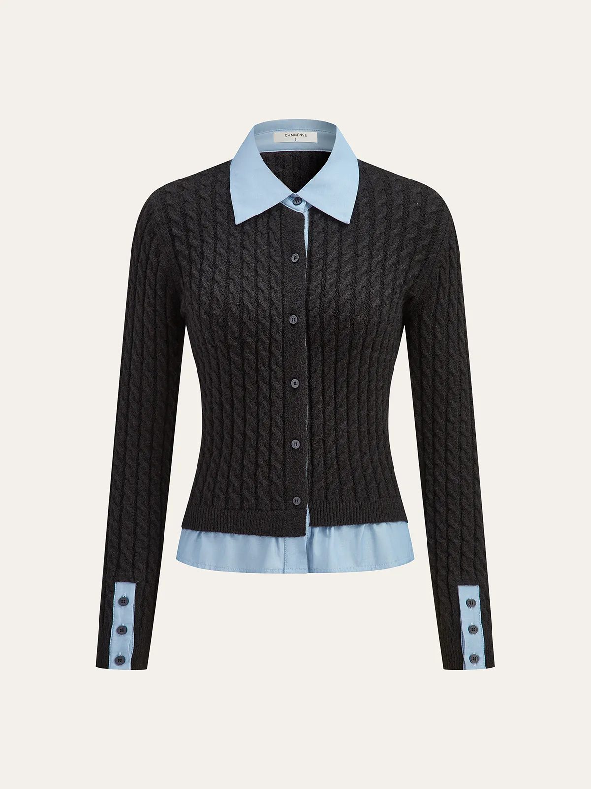 2 in1 Paneled Cable-Knit Cardigan sold by COMMENSE product image thumbnail 2