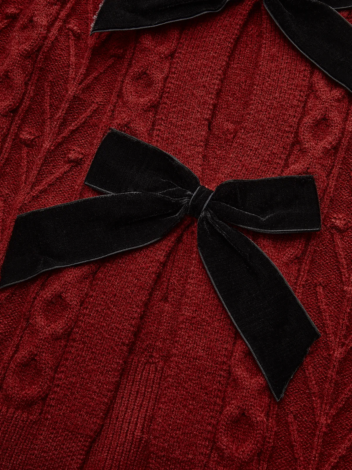 Wool Blend Bow Cable-Knit Cardigan sold by COMMENSE product image thumbnail 3