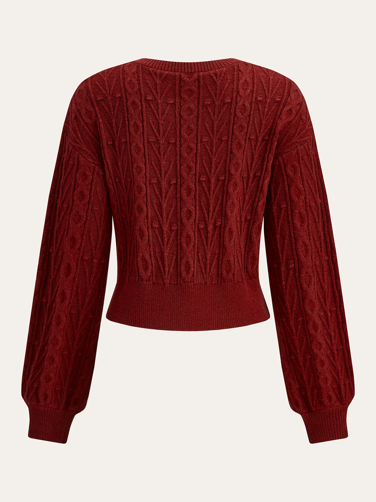 Wool Blend Bow Cable-Knit Cardigan sold by COMMENSE product image thumbnail 2