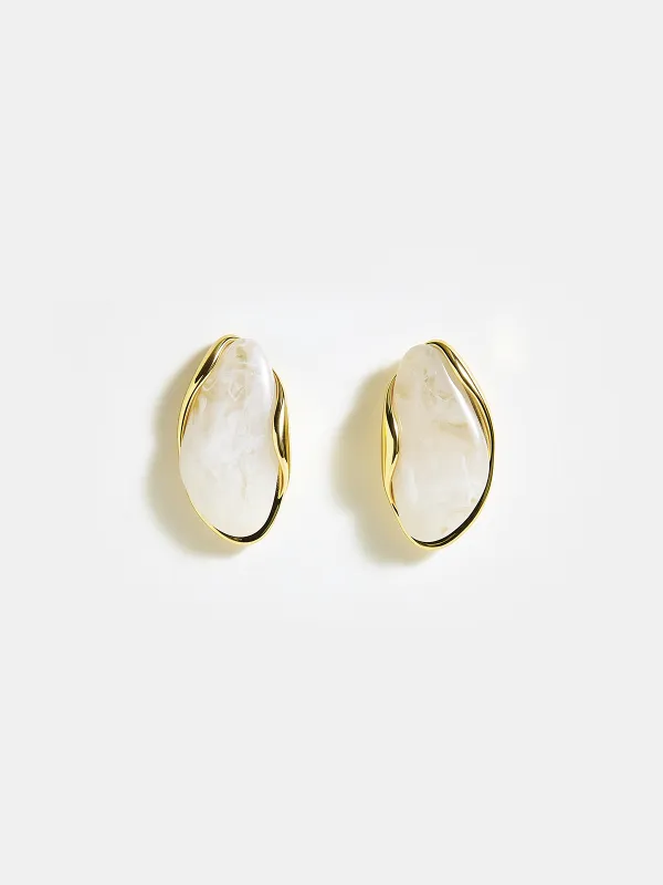Marble Resin Stud Earrings sold by COMMENSE