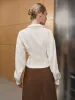 Long Sleeve Wrap-Tie Waist Shirt sold by COMMENSE