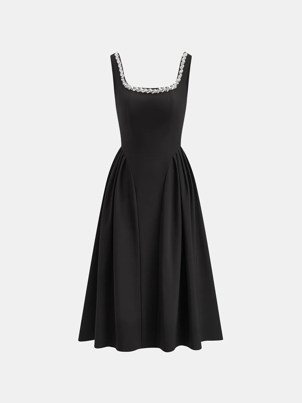 Sleeveless Square Neck Diamond Trim Flare Dress sold by COMMENSE product image thumbnail 2