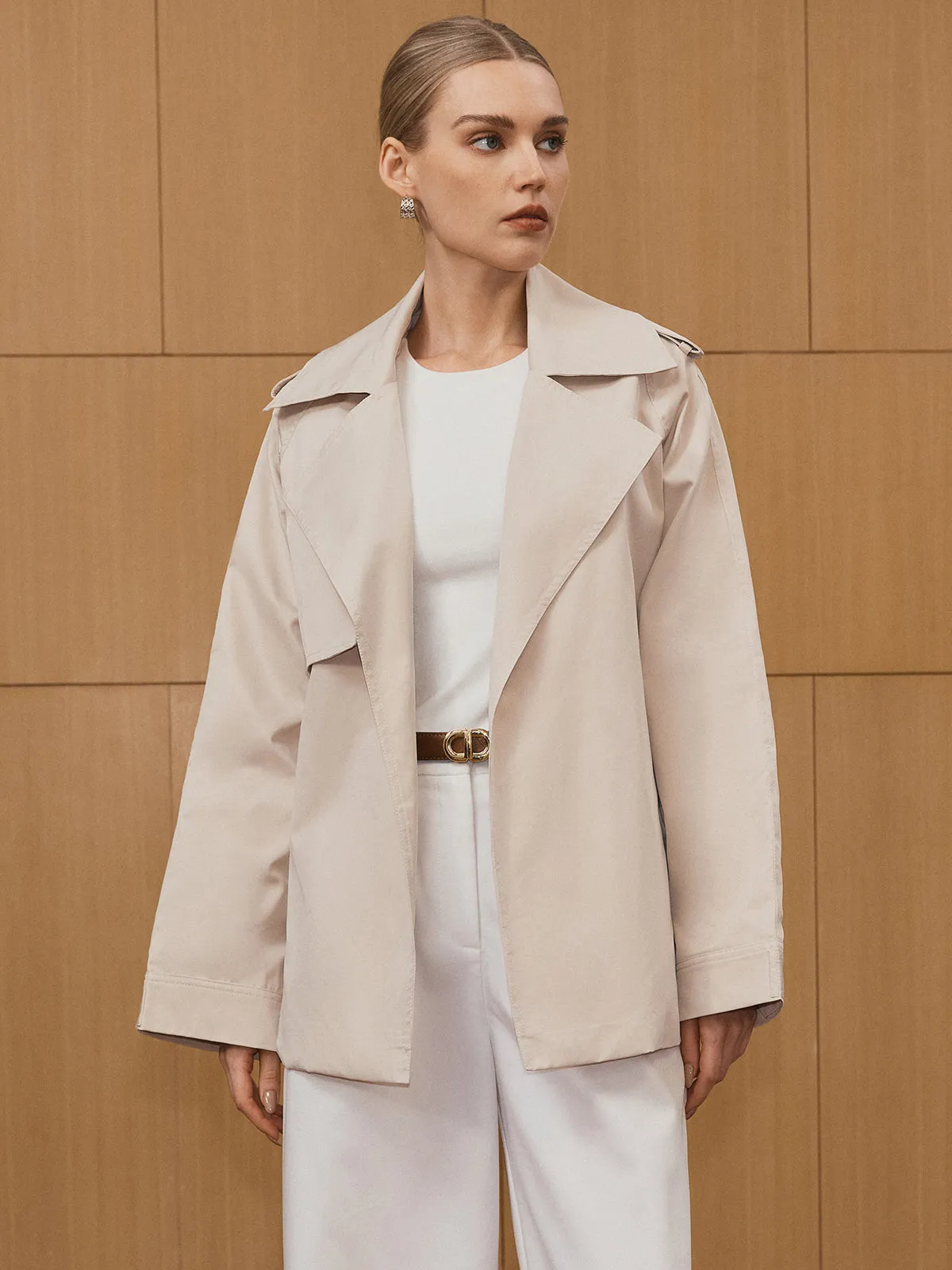 Wide Lapel Belted Trench Coat sold by COMMENSE product image thumbnail 3