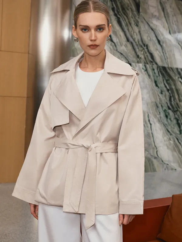 Wide Lapel Belted Trench Coat sold by COMMENSE