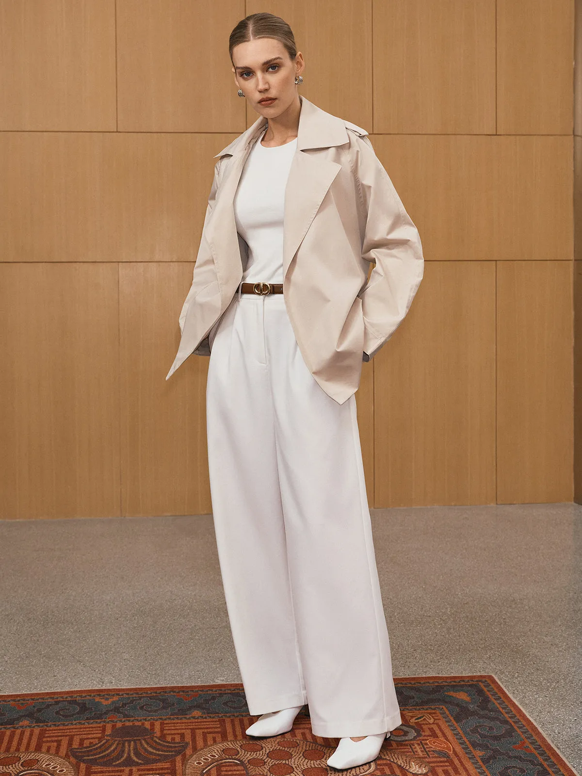 Wide Lapel Belted Trench Coat sold by COMMENSE product image thumbnail 5