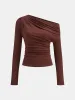 Asymmetric Draped One-Shoulder T-Shirt sold by COMMENSE