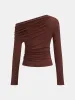 Asymmetric Draped One-Shoulder T-Shirt sold by COMMENSE