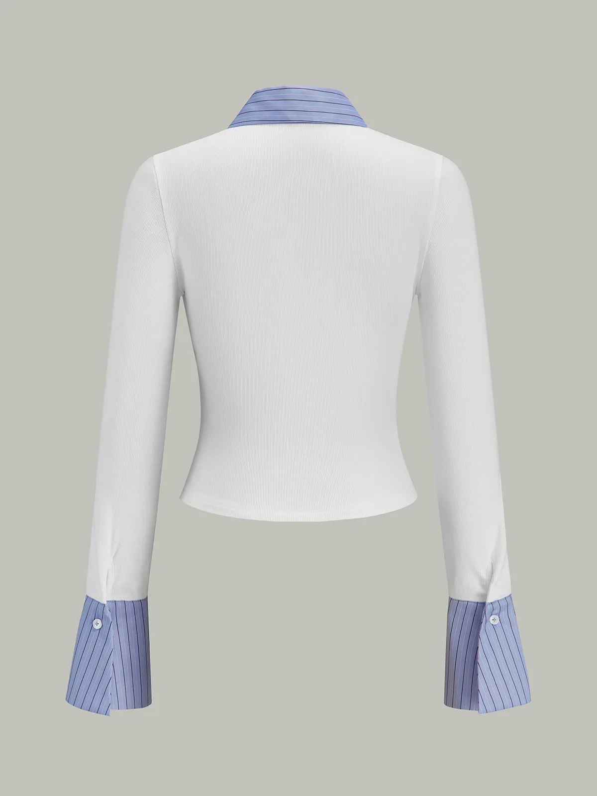 Flared Cuff Striped Paneled Shirt sold by COMMENSE product image thumbnail 3