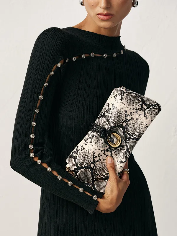 Snakeskin Patterned Chain Shoulder Bag sold by COMMENSE