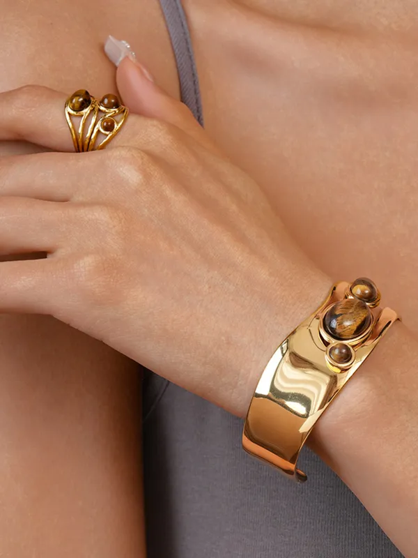 Tiger Eye Cuff Bracelet sold by COMMENSE