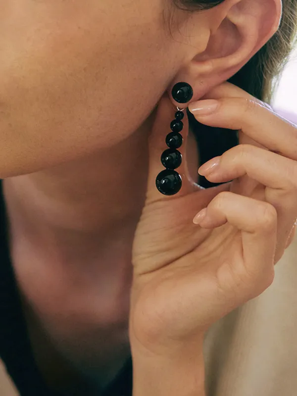 Agate Bead Drop Earrings sold by COMMENSE