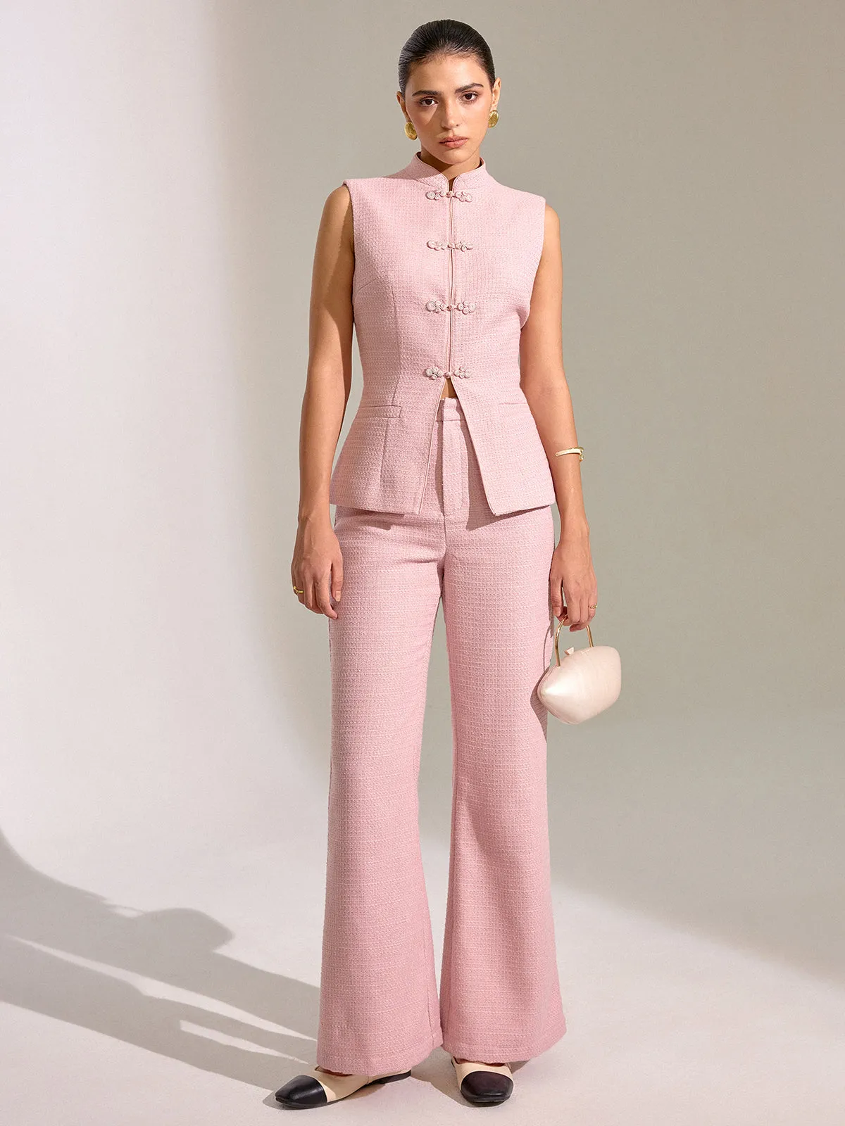 Textured Knot Button Vest sold by COMMENSE product image thumbnail 2