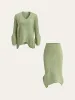 Textured Asymmetric Hem Knit Midi Skirt sold by COMMENSE