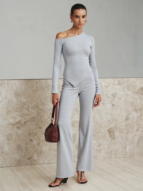 One-Shoulder Long Sleeve Top and Pants Set sold by COMMENSE