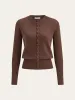 Crew Neck Button-Front Knit Cardigan sold by COMMENSE
