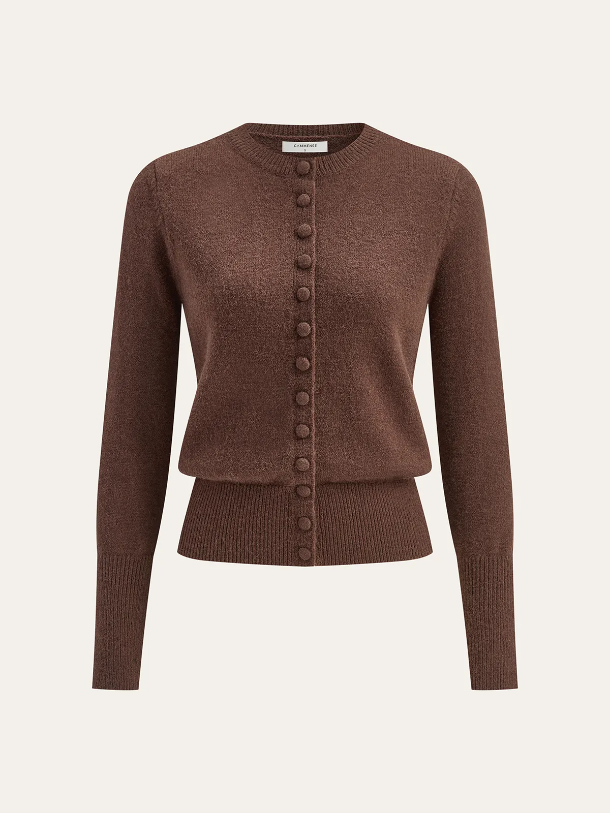 Crew Neck Button-Front Knit Cardigan sold by COMMENSE product image thumbnail 2