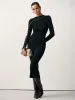 Textured Pearl Wool Blend Fitted Sweater Dress sold by COMMENSE
