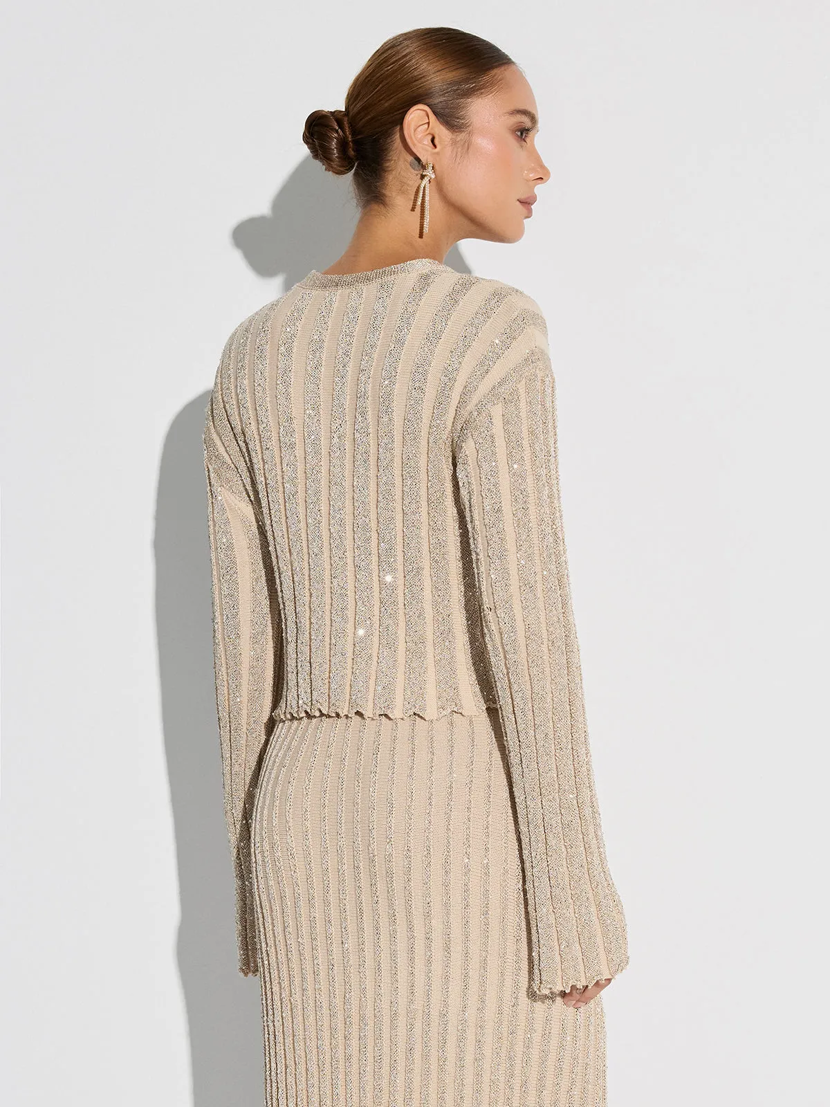 Glitter Textured Top and Maxi Skirt Set sold by COMMENSE product image thumbnail 5