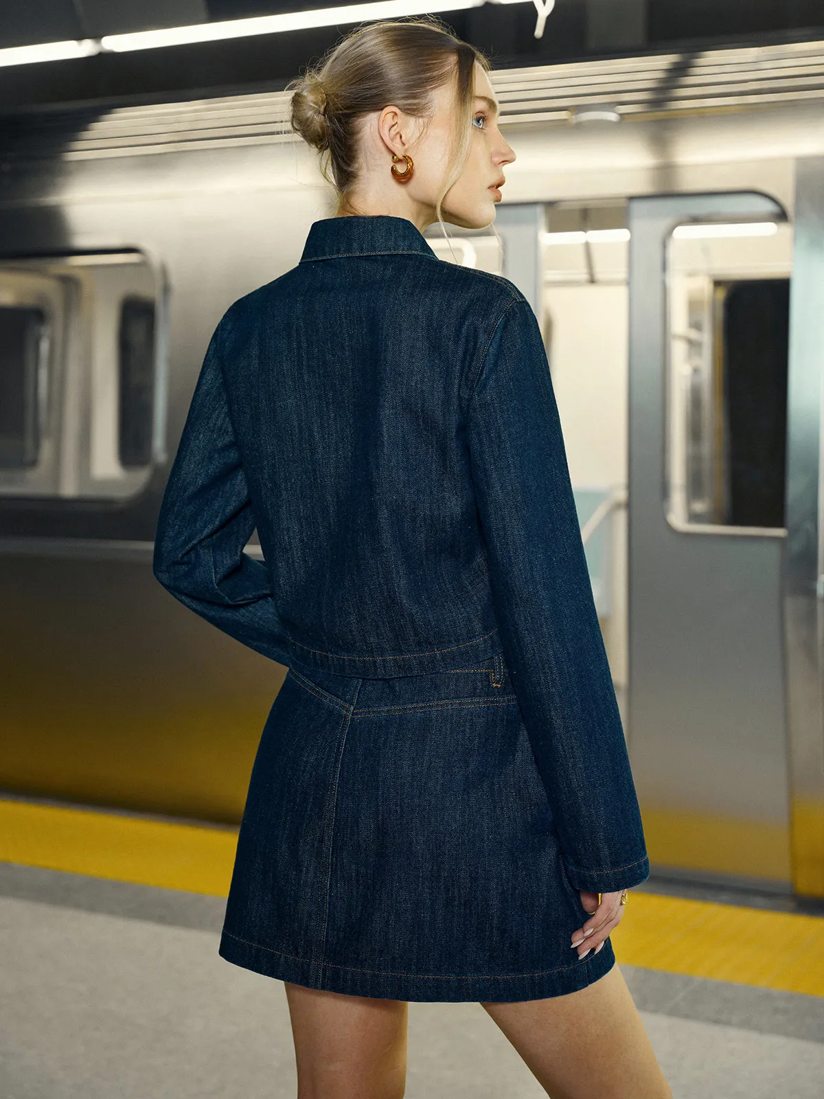 Crop Button Denim Jacket sold by COMMENSE product image thumbnail 3