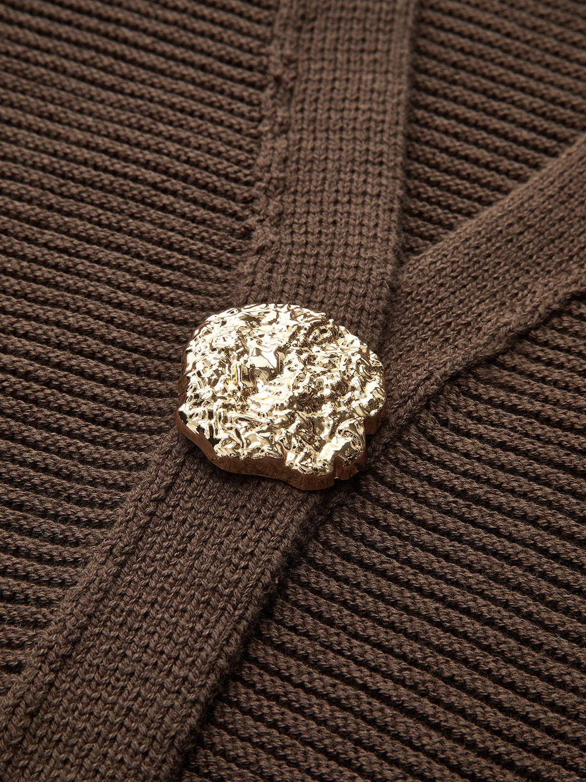 Metal Button V-neck Textured Cardigan sold by COMMENSE product image thumbnail 3