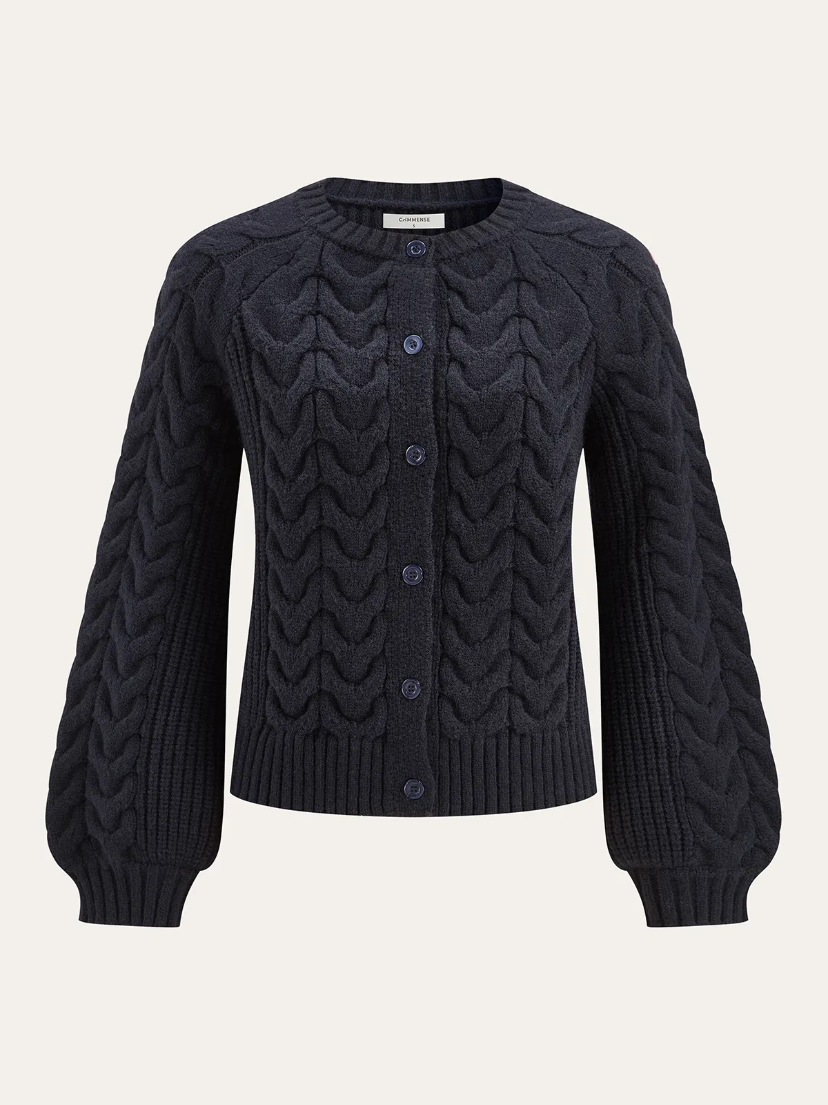 Cable Knit Balloon Sleeve Cardigan sold by COMMENSE
