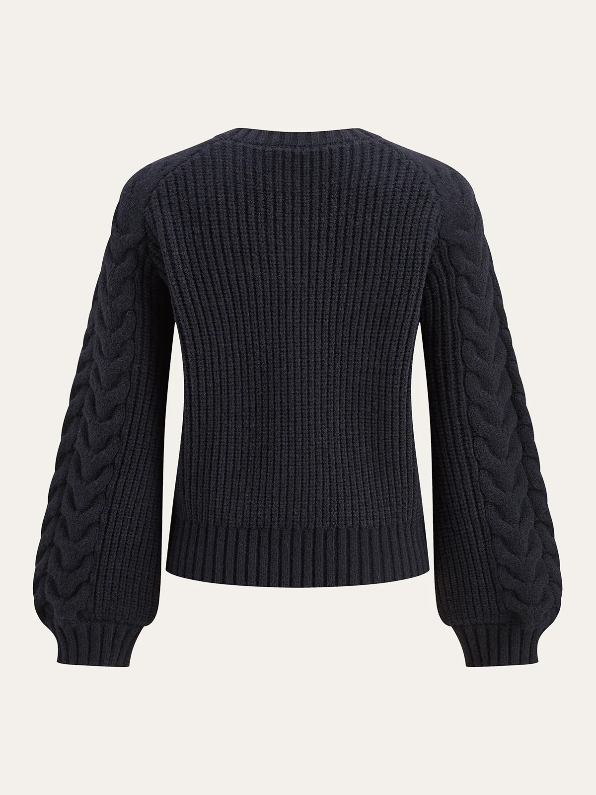 Cable Knit Balloon Sleeve Cardigan sold by COMMENSE product image thumbnail 2