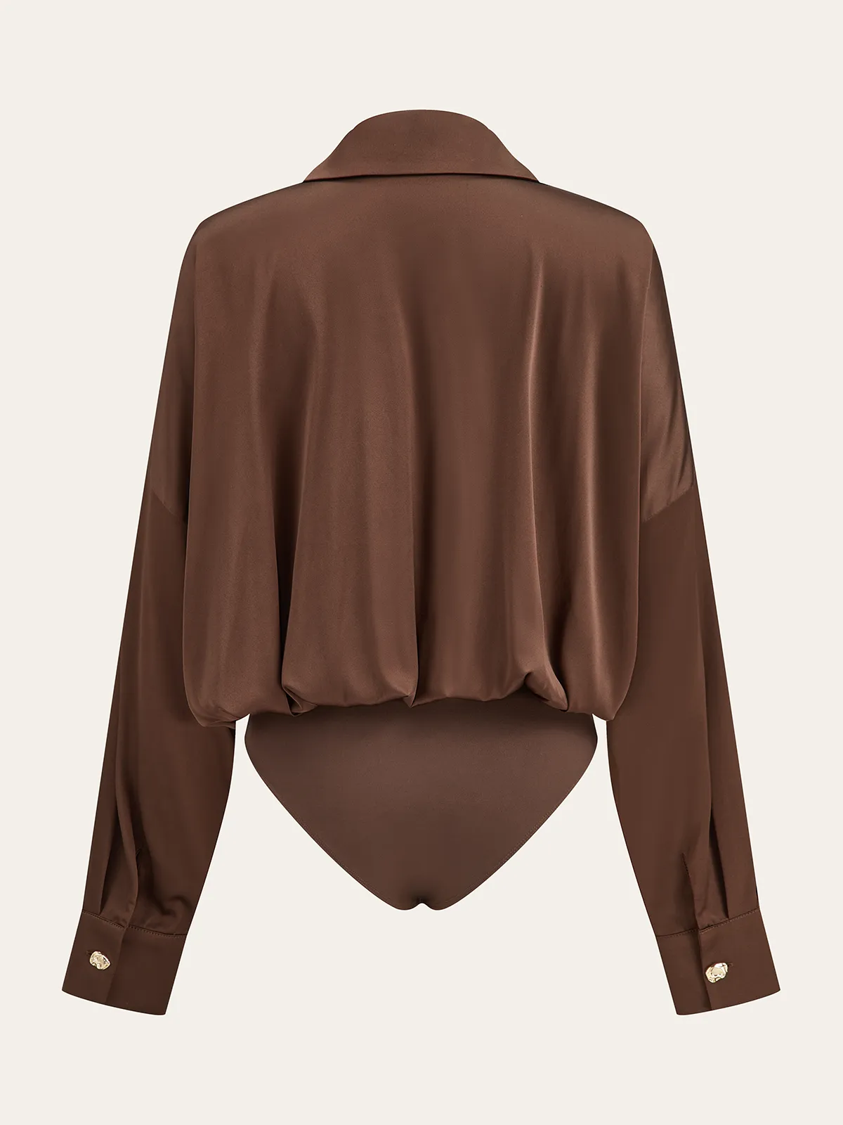 Satin Collar Metal Button Bodysuit sold by COMMENSE product image thumbnail 4