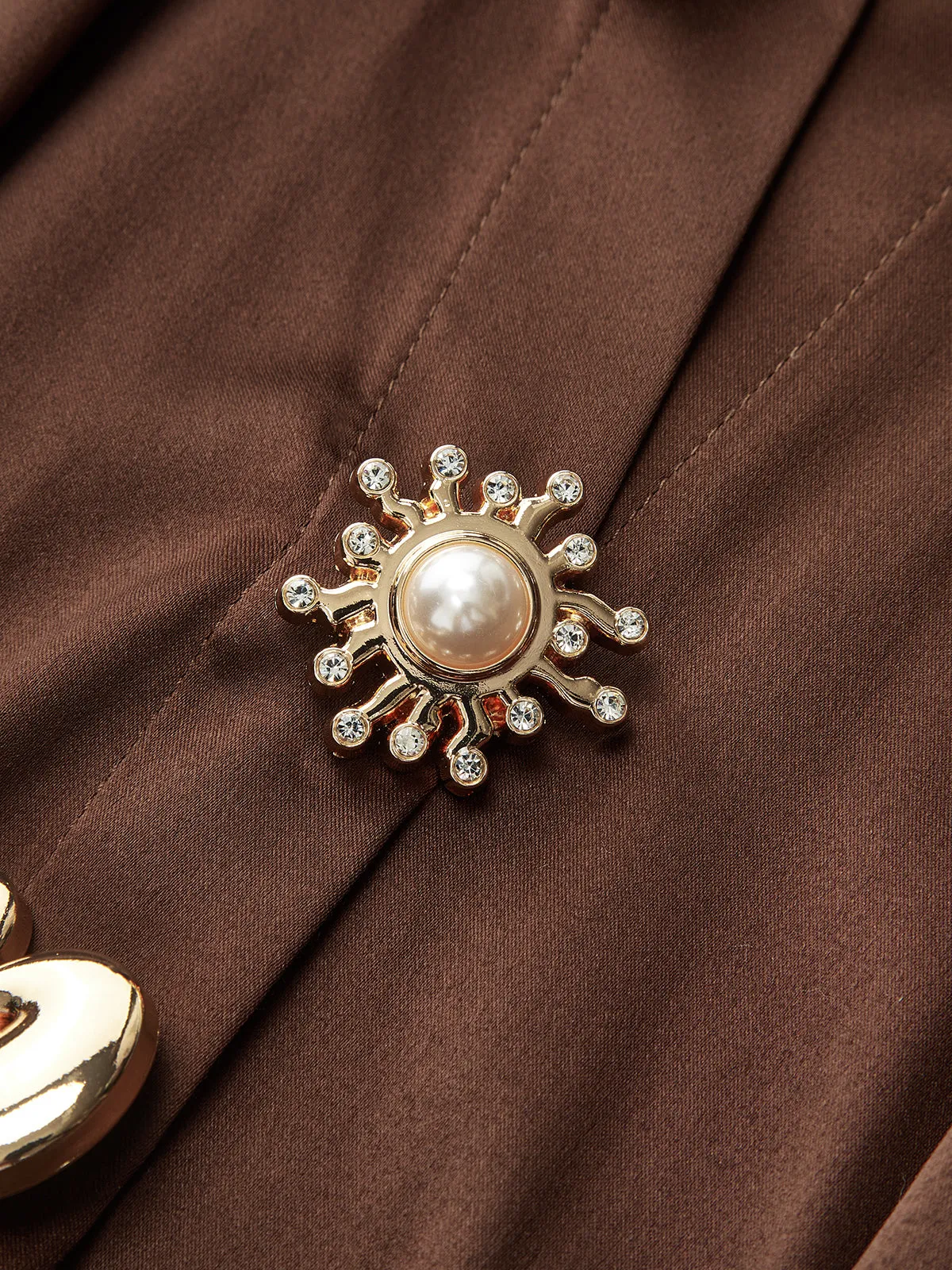 Satin Collar Metal Button Bodysuit sold by COMMENSE product image thumbnail 2