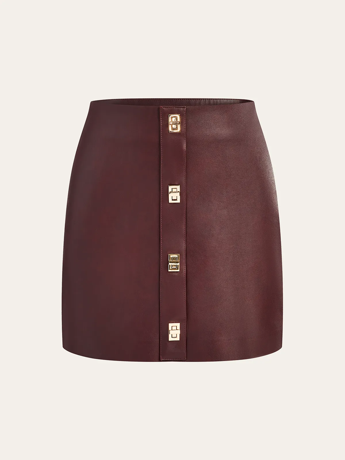 PU Leather Metal Detail Mini Skirt sold by COMMENSE