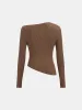 Off-Shoulder Rhinestone Ribbed Wool Blend Knit Top sold by COMMENSE