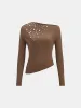 Off-Shoulder Rhinestone Ribbed Wool Blend Knit Top sold by COMMENSE