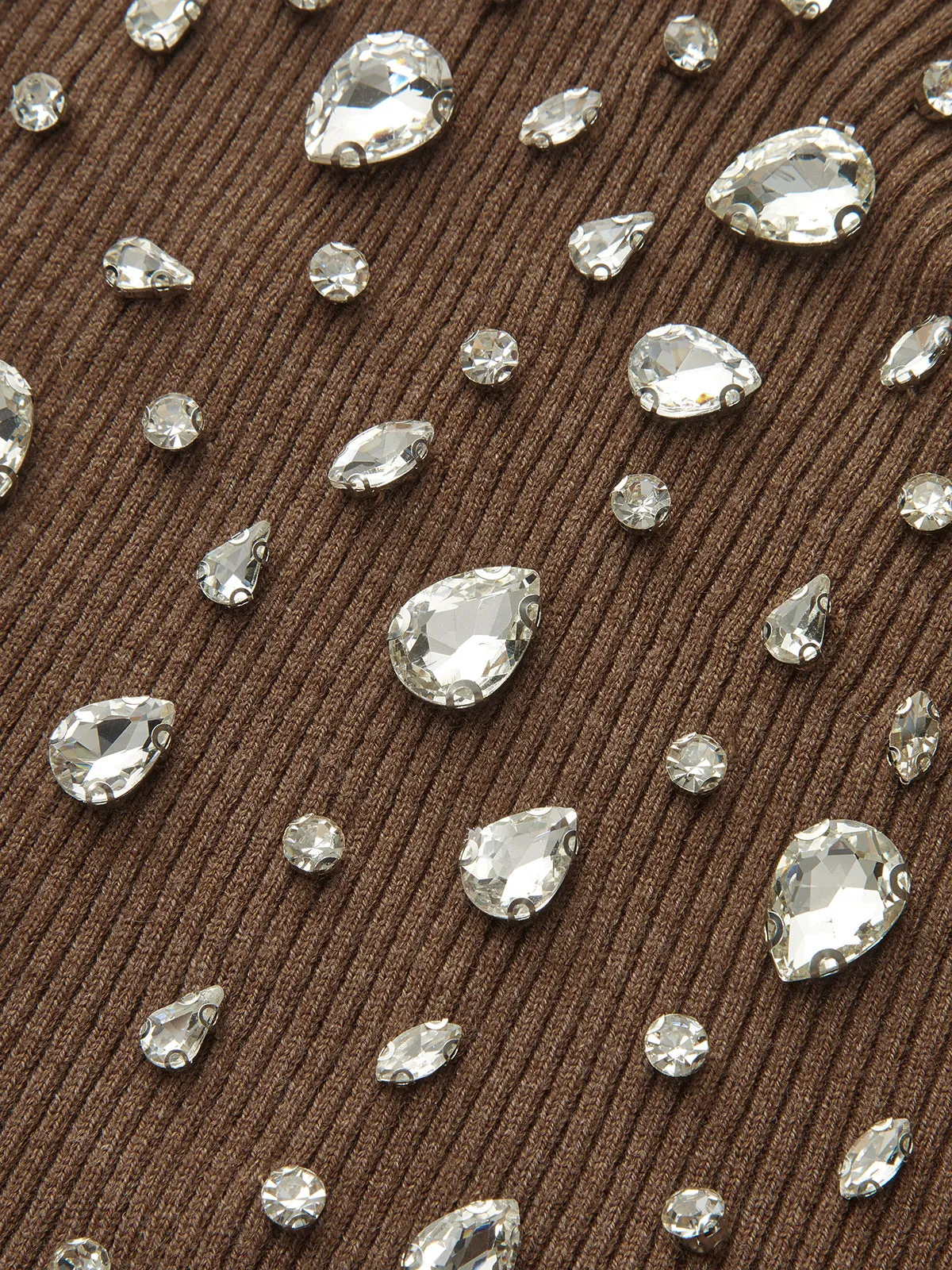 Off-Shoulder Rhinestone Ribbed Wool Blend Knit Top sold by COMMENSE product image thumbnail 2