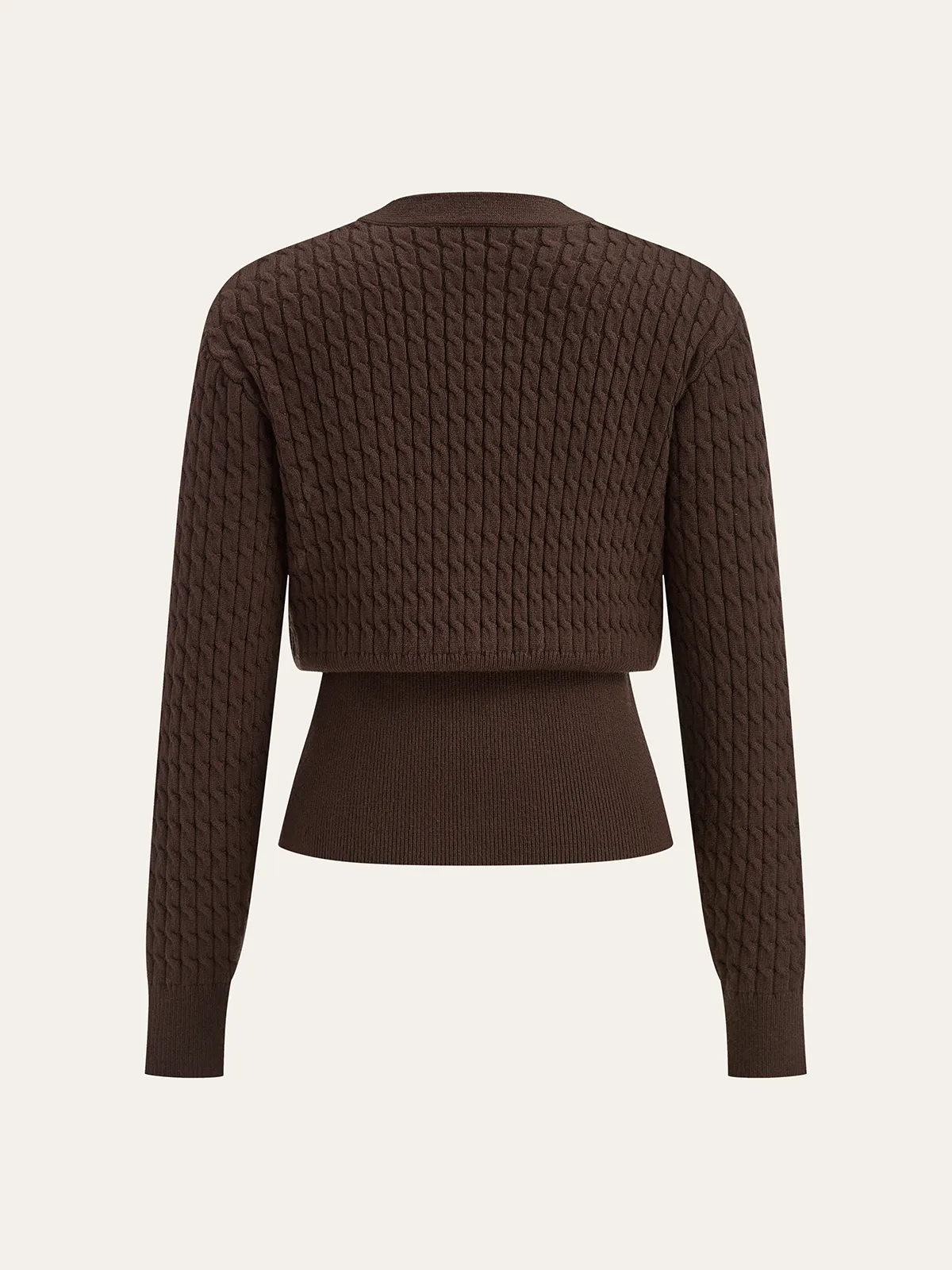 Metal Button V-Neck Cable Knit Outerwear sold by COMMENSE product image thumbnail 4