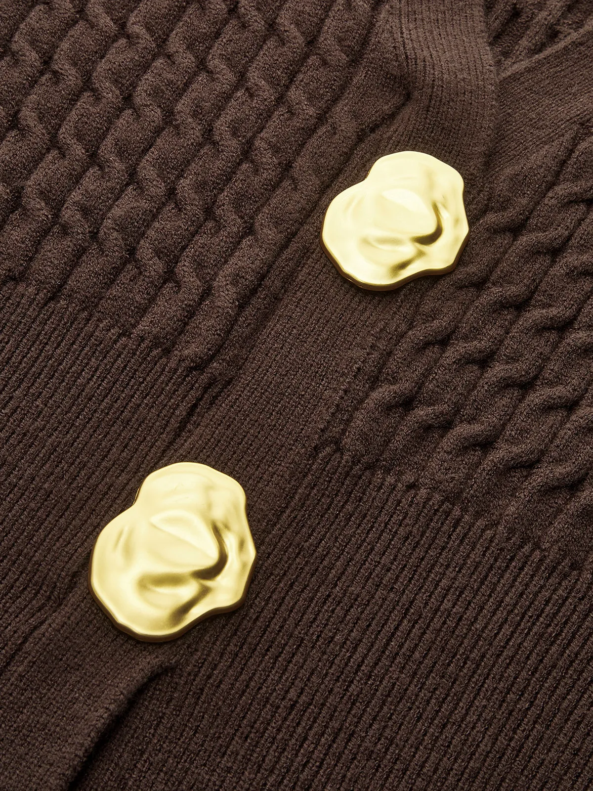 Metal Button V-Neck Cable Knit Outerwear sold by COMMENSE product image thumbnail 2