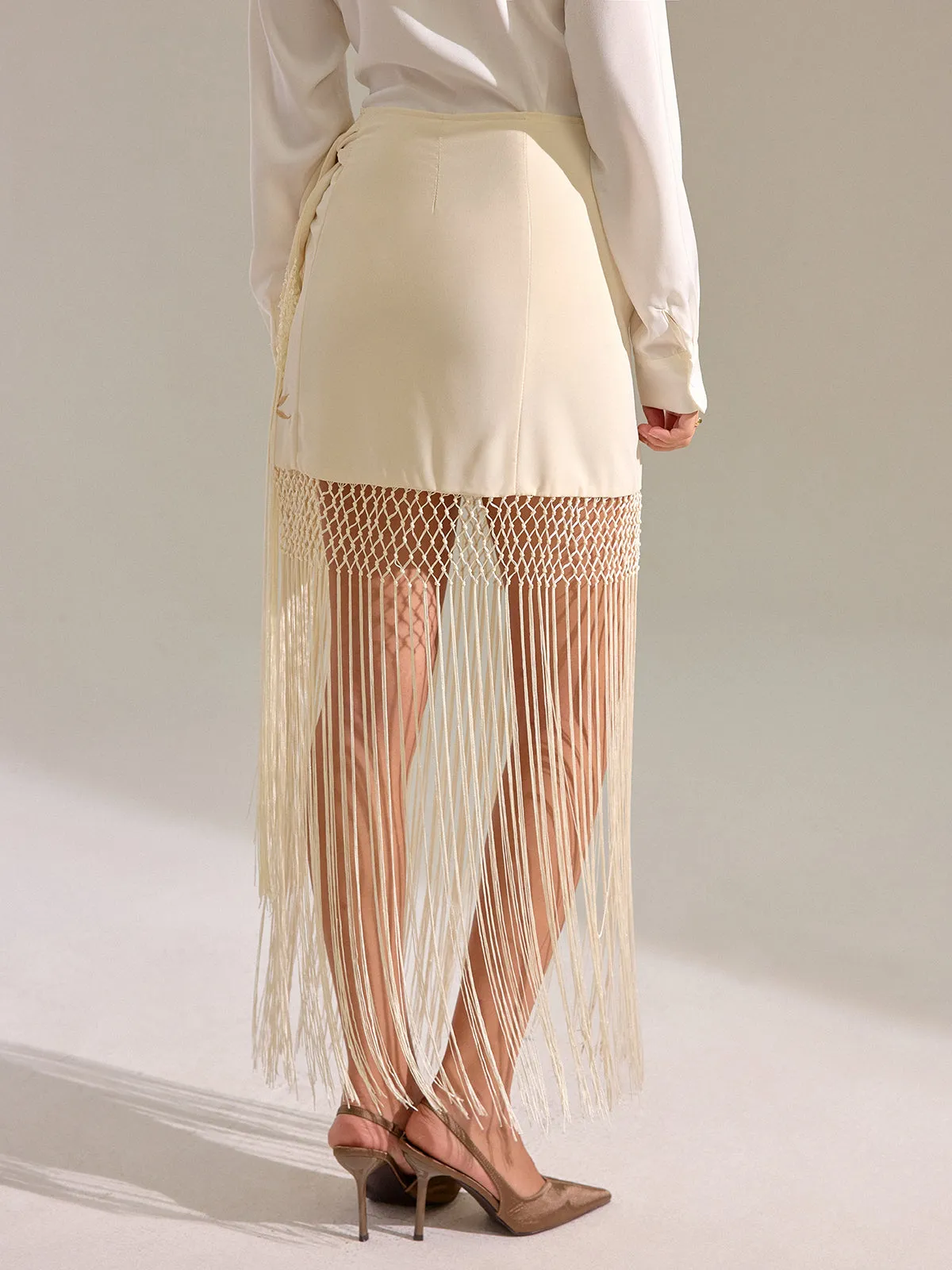 Floral Embroidered Fringe Mini Skirt sold by COMMENSE product image thumbnail 3