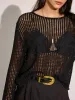 Sheer Openwork Crochet Long Sleeve Top sold by COMMENSE