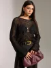 Sheer Openwork Crochet Long Sleeve Top sold by COMMENSE