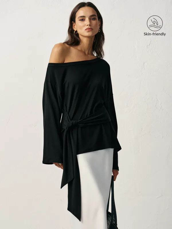 Off-Shoulder Long Sleeve T-Shirt sold by COMMENSE