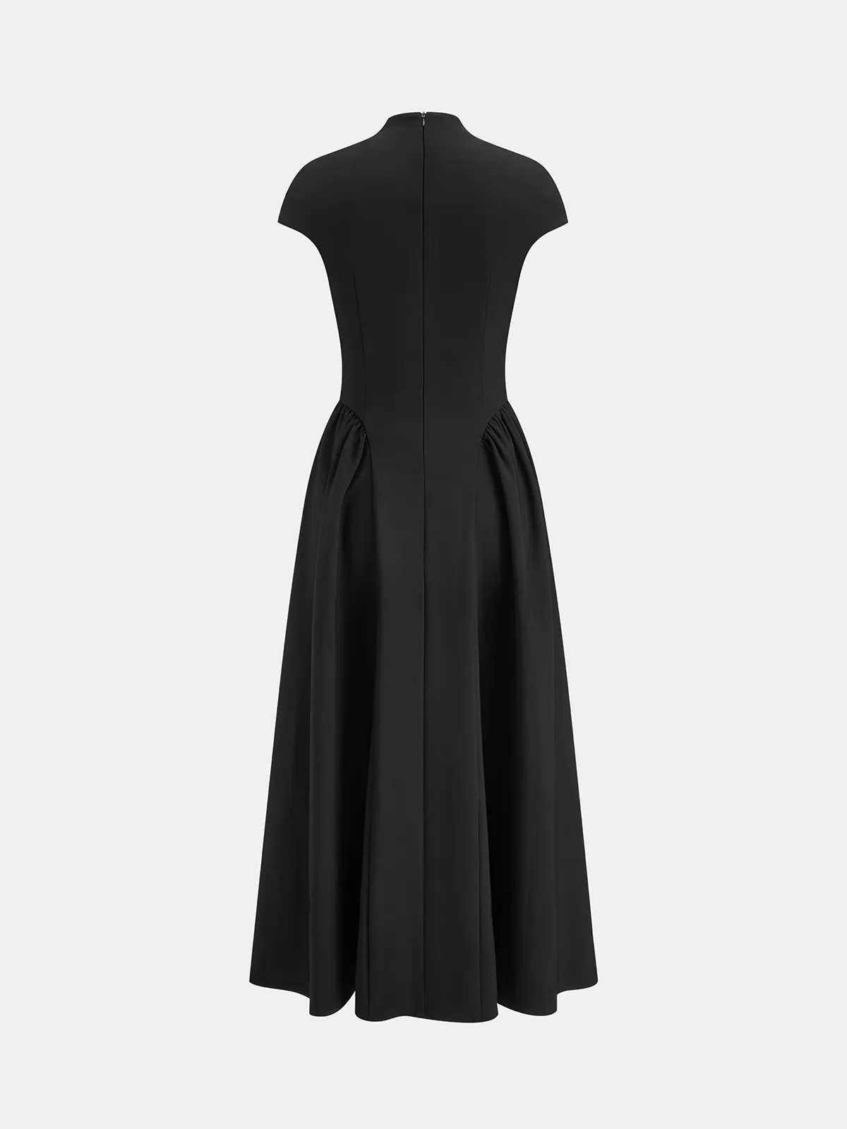 Cap Sleeved Keyhole Neckline Flared Midi Dress sold by COMMENSE product image thumbnail 3