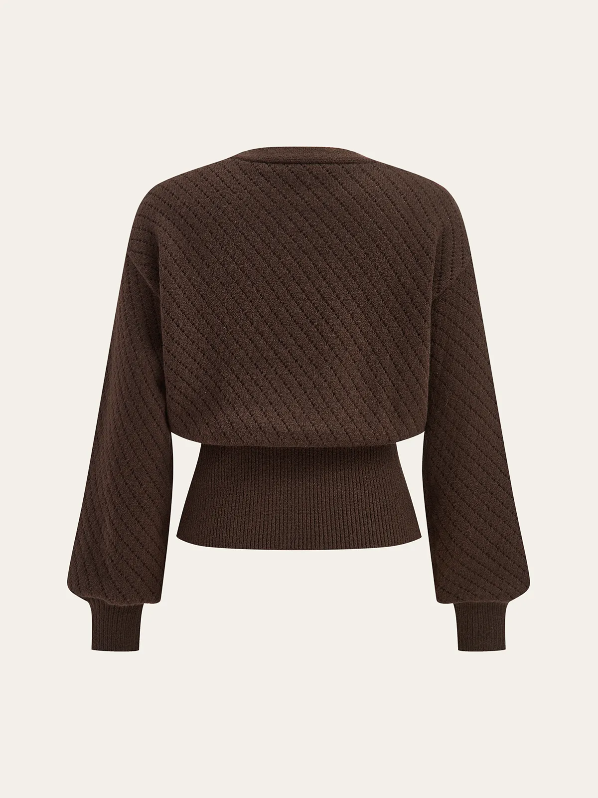 Metal Detail V-Neck Cinched Waist Sweater sold by COMMENSE product image thumbnail 4