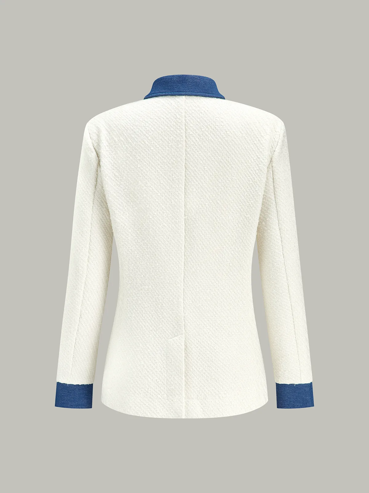 Metal Button Contrast Trim Tweed Jacket sold by COMMENSE product image thumbnail 4