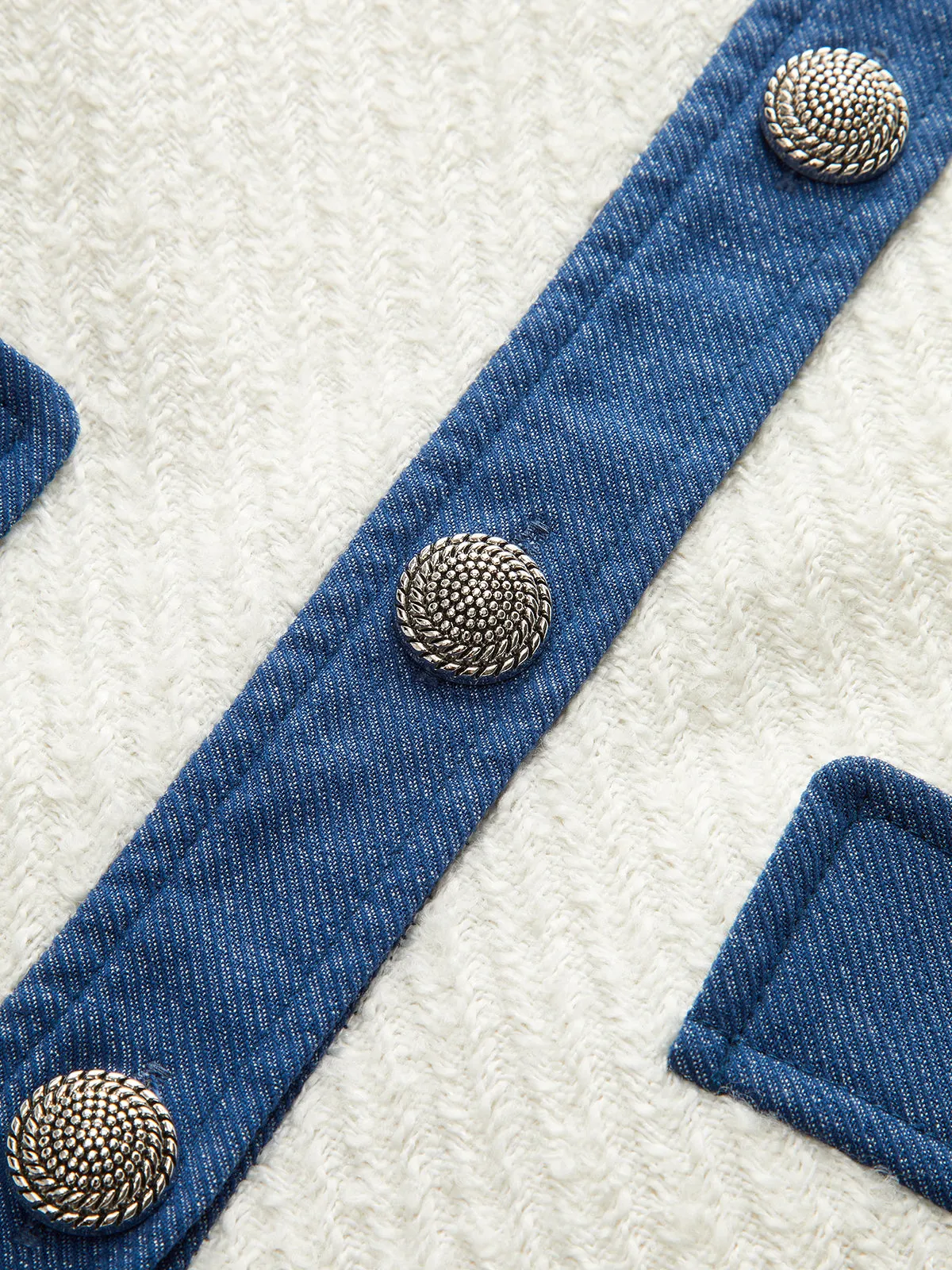 Metal Button Contrast Trim Tweed Jacket sold by COMMENSE product image thumbnail 2